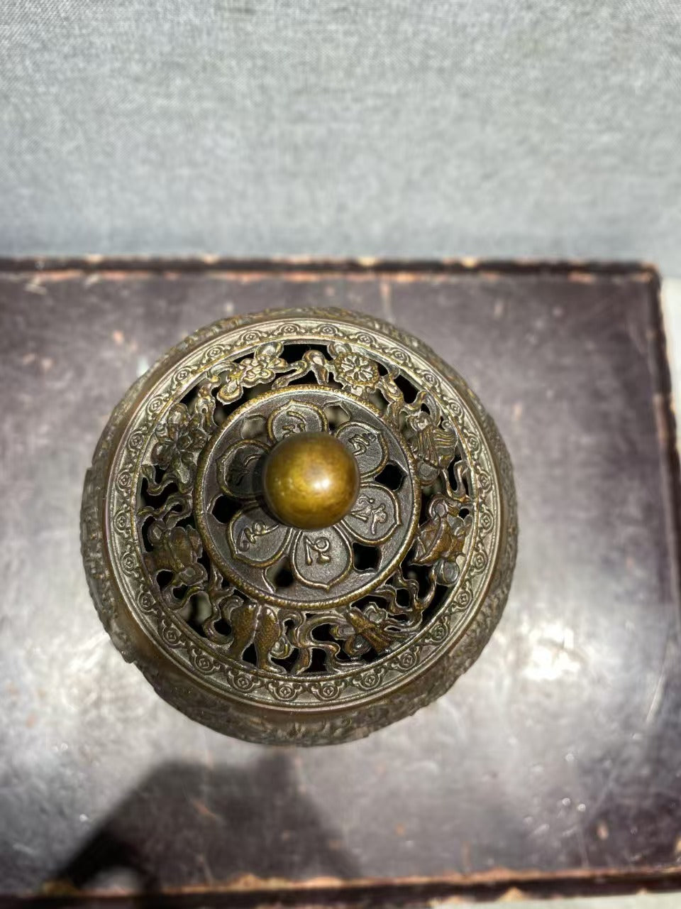 Antique Chinese Bronze Incense Burner, Exquisite Carving