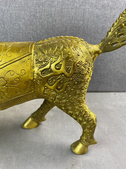 Antique - style Brass Qilin Statue, Exquisite Craft, Worth Collecting