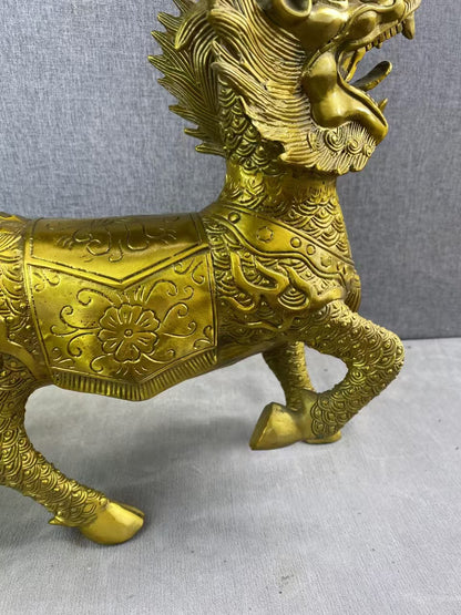 Antique - style Brass Qilin Statue, Exquisite Craft, Worth Collecting