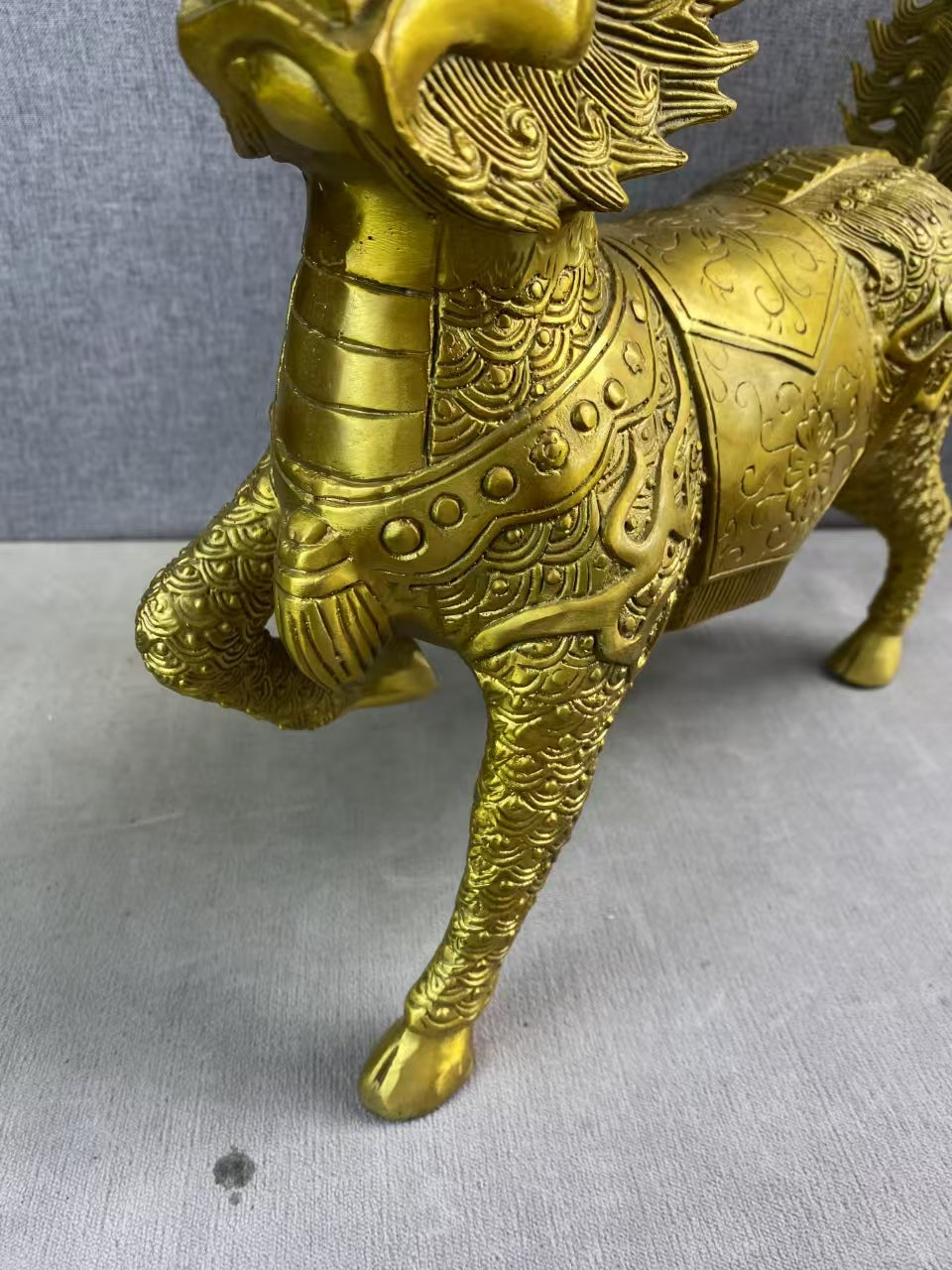 Antique - style Brass Qilin Statue, Exquisite Craft, Worth Collecting