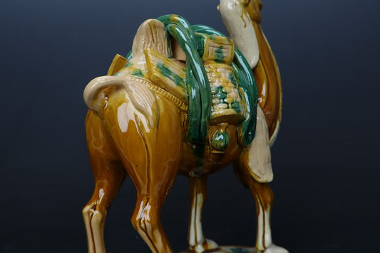 Authentic - style Tang Dynasty tri - colored camel sculpture! A blend of historical charm and artistic craftsmanship. Symbol of ancient Silk Road prosperity, great for collection, home decor, and believed to bring auspicious energy. Grab yours now!