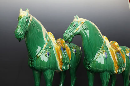 Vibrant Green Tang Sancai Horse Ornaments: A blend of historical charm and artisanal excellence. Hand - crafted with flowing glazes, they're perfect for collectors and a symbol of good fortune.