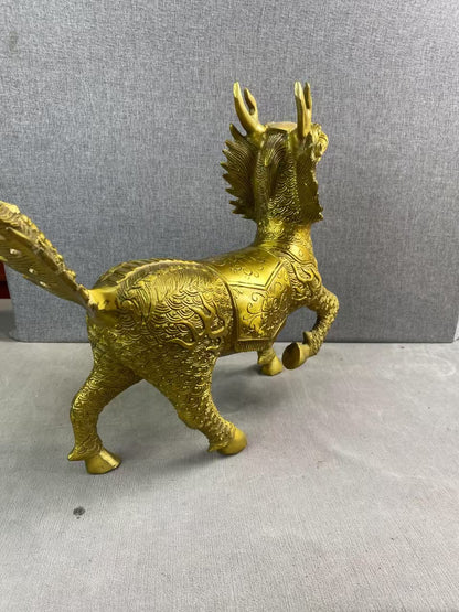 Antique - style Brass Qilin Statue, Exquisite Craft, Worth Collecting