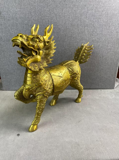 Antique - style Brass Qilin Statue, Exquisite Craft, Worth Collecting