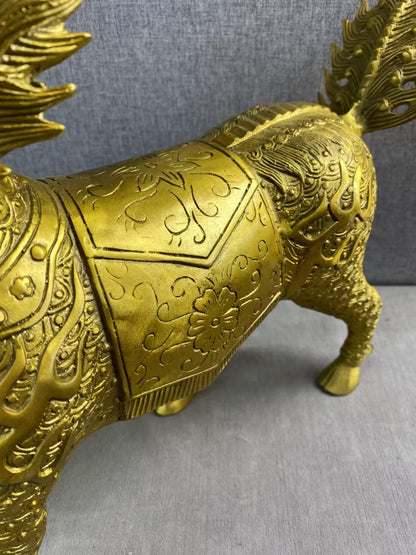 Antique - style Brass Qilin Statue, Exquisite Craft, Worth Collecting